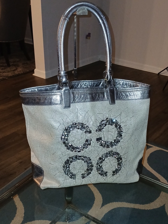 Coach Handbags - Coach 2011 Poppy Audrey Silver Metallic Embellished Tote